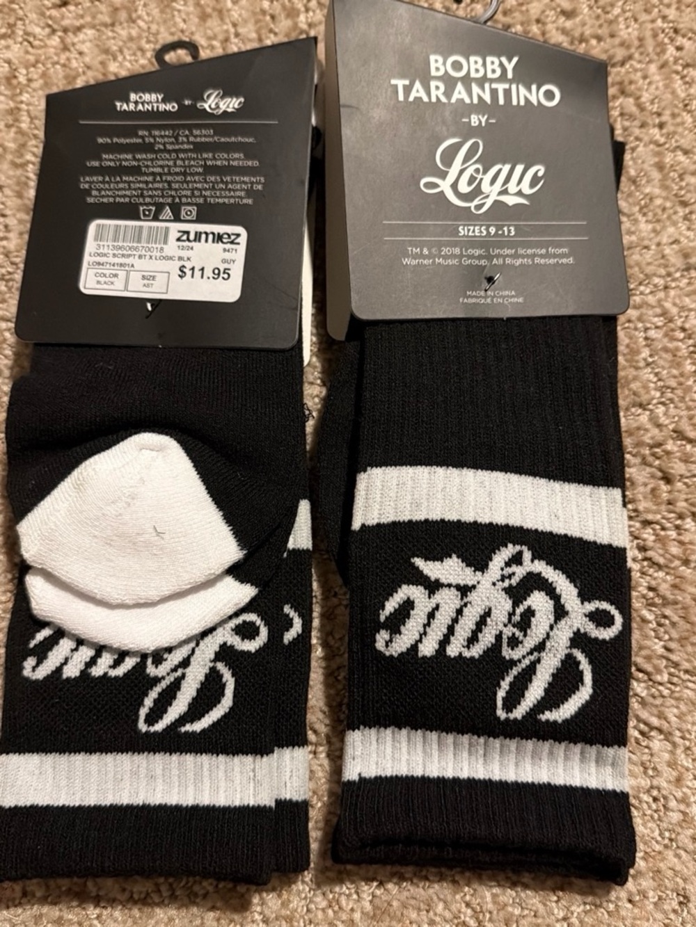 Bobby Tarantino by Logic Black & White Crew Socks- Pack of 2